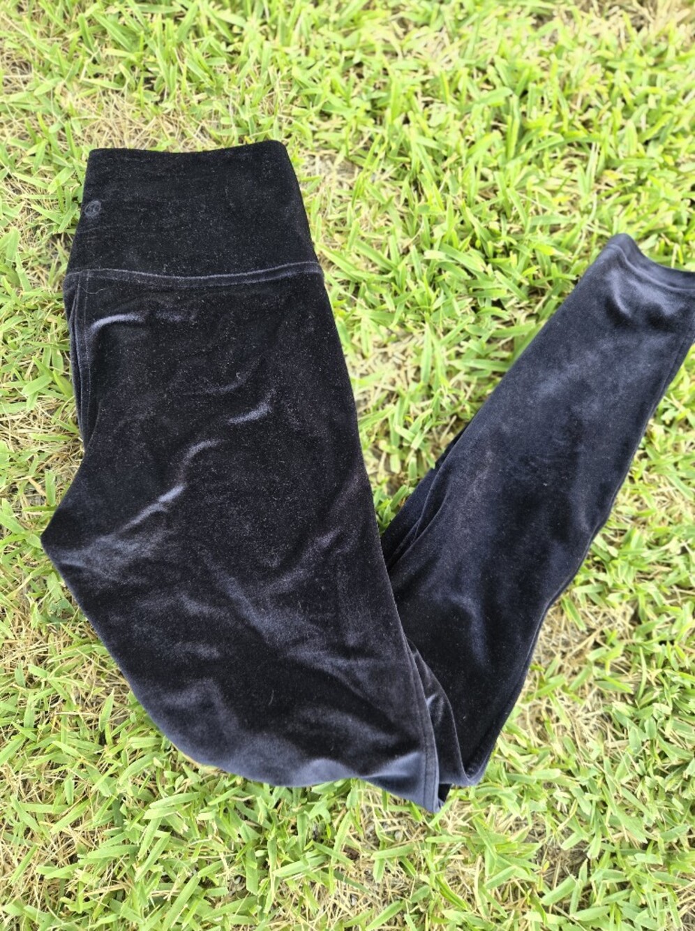 Velvet High-Waist Leggings - Black